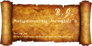 Matyasovszky Jeremiás névjegykártya